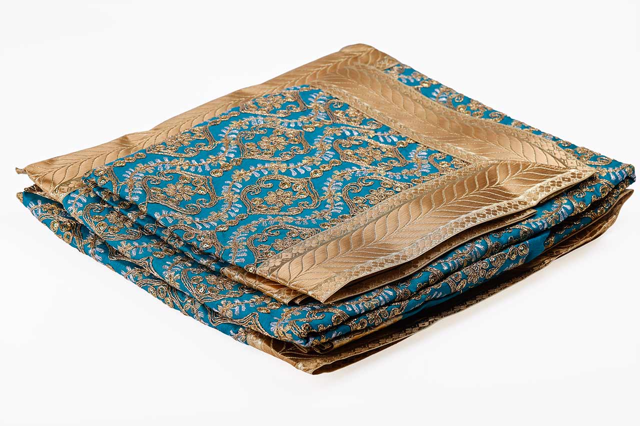 Turquoise Blue Heavy Embroided Double Rumala Sahib